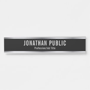 Letrero Para Puerta Personalizado Profesional Elegante Plantilla Plata