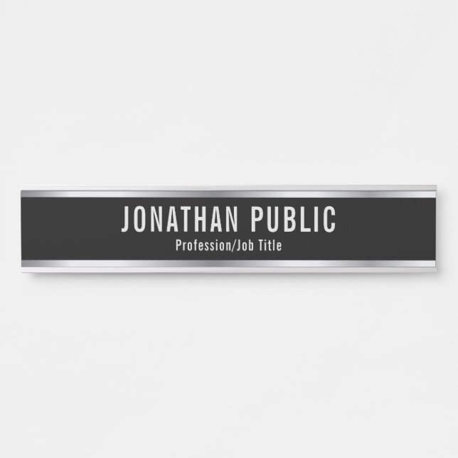 Letrero Para Puerta Personalizado Profesional Elegante Plantilla Plata (Anverso)