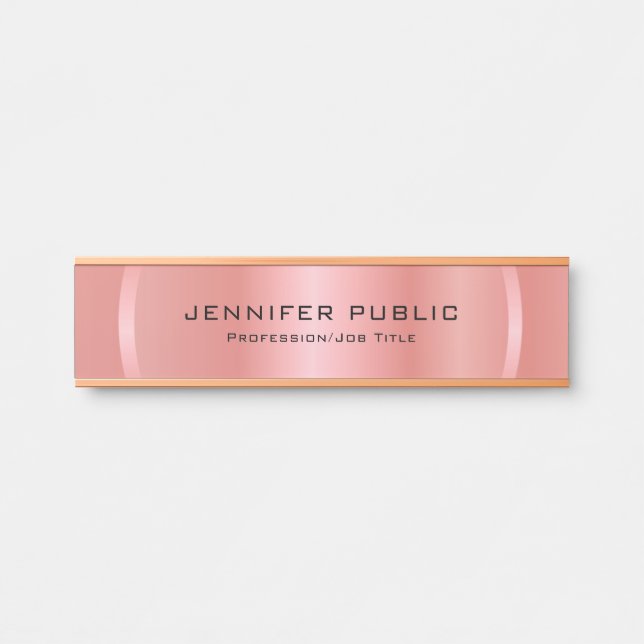 Letrero Para Puerta Personalizado Rosa Gold Modern Elegant Template (Anverso)