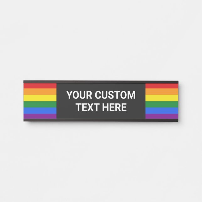 Letrero Para Puerta Personalizado Texto Orgullo arcoiris (Anverso)