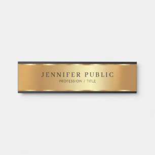 Letrero Para Puerta Personalizado Textos Elegante Lujo de moda Negro y