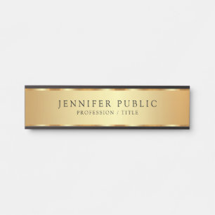 Letrero Para Puerta Personalizado Textos Lujo Trendy Black & Gold Prof