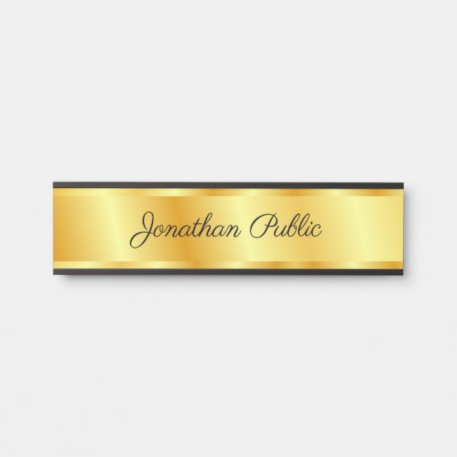 Letrero Para Puerta Plantilla de aspecto de oro de caligrafía de guión (Anverso)