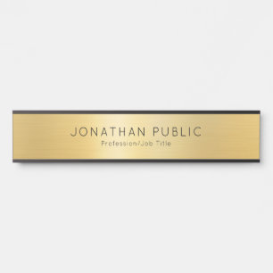 Letrero Para Puerta Plantilla de nombre personalizado elegante negro y
