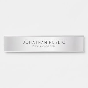 Letrero Para Puerta Plantilla de nombre plateado personalizado elegant