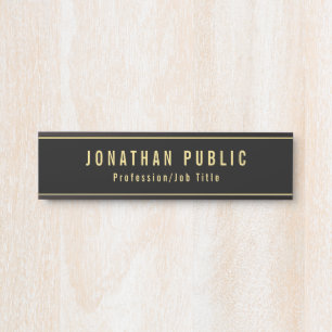Letrero Para Puerta Plantilla De personalizado Oficina Moderna De Oro 