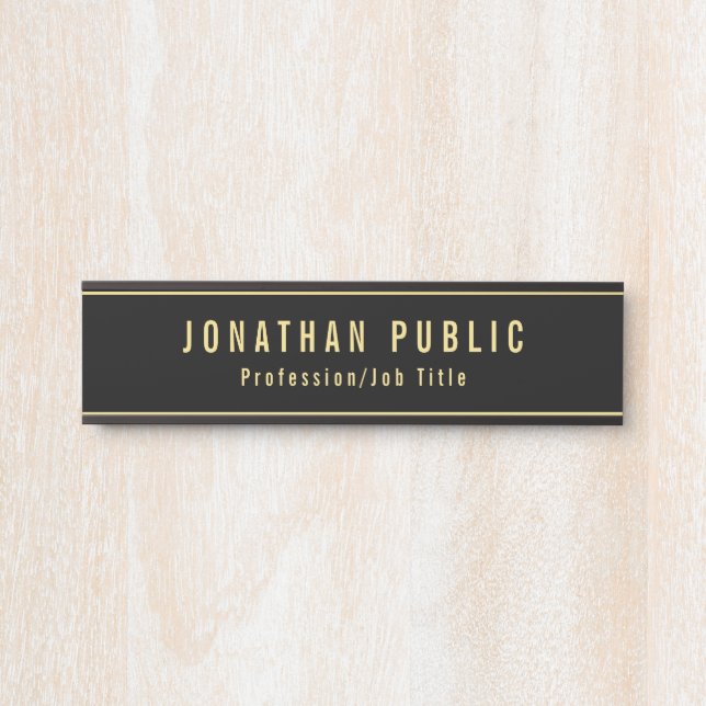 Letrero Para Puerta Plantilla De personalizado Oficina Moderna De Oro  (Anverso)
