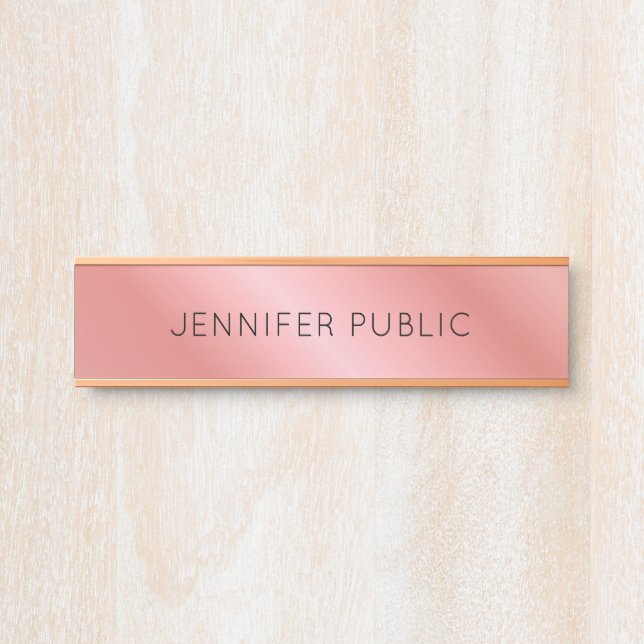 Letrero Para Puerta Plantilla de Rosegold personalizado elegante (Anverso)