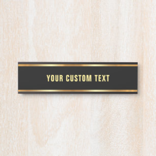 Letrero Para Puerta Plantilla de texto personalizado Black & Gold eleg