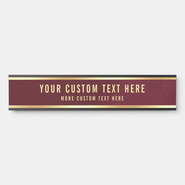 Letrero Para Puerta Plantilla moderna elegante Su texto Personalizado  (Anverso)