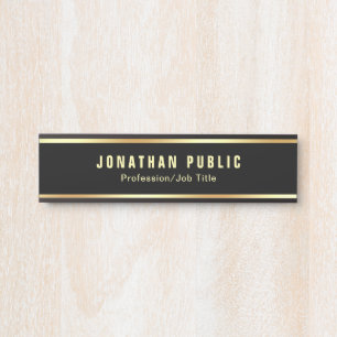 Letrero Para Puerta Plantilla Personalizada Moderno Negro Y Oro
