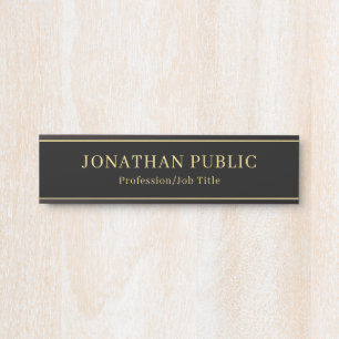 Letrero Para Puerta Plantilla personalizado Elegante Oficina Negro Y O