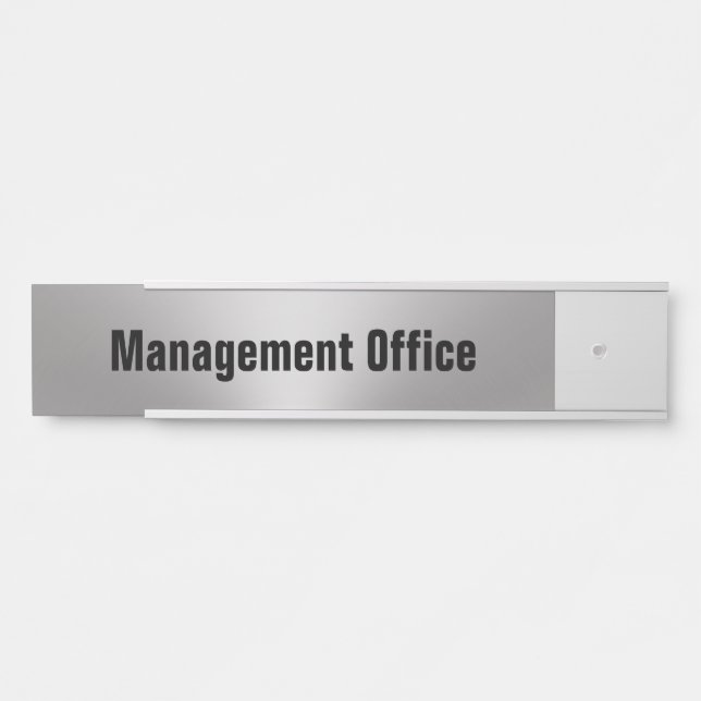 Letrero Para Puerta Plantilla Plata y Negra de Office Management (Anverso)