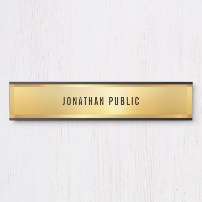 Letrero Para Puerta Plantilla profesional moderna Gold Look Glamour (Anverso)
