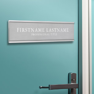 Letrero Para Puerta Plata Cepillado Nombre tradicional Título Garamond