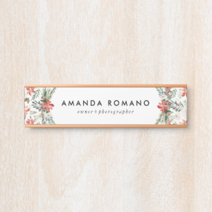 Letrero Para Puerta Poinsettia de Navidades tropicales coloridos