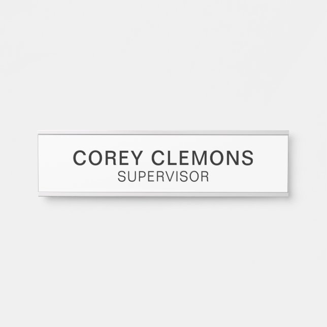 Letrero Para Puerta Profesional Custom Name Title Office Black White (Anverso)