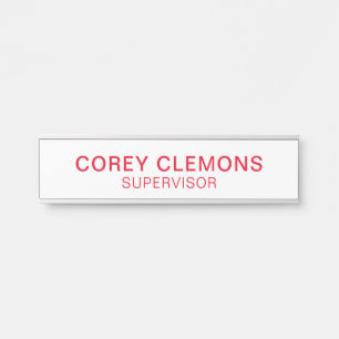 Letrero Para Puerta Profesional Custom Name Title Office Red & White