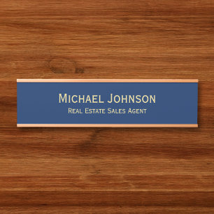 Letrero Para Puerta Profesional Moderno Navy Blue Office Título