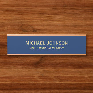 Letrero Para Puerta Profesional Moderno Navy Blue Office Título