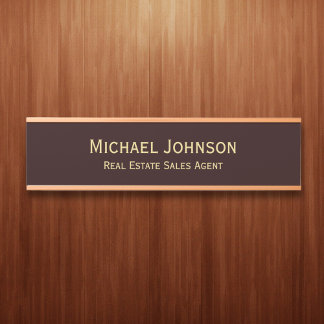 Letrero Para Puerta Profesional Moderno Oro Marrón Título de Oficina