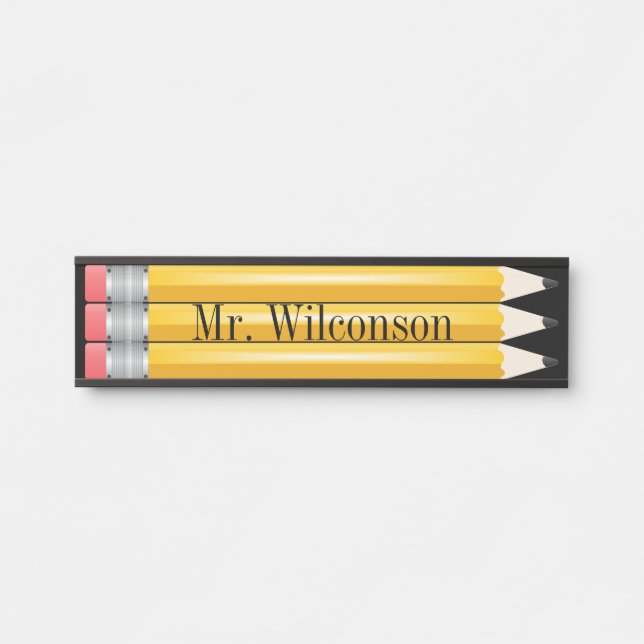 Letrero Para Puerta Profesora Estudiante Pencils Nameplate Wall Desk R (Anverso)