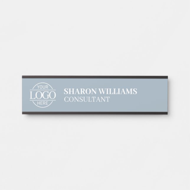 Letrero Para Puerta Professional Custom Business Logo Job Dusty Blue (Anverso)