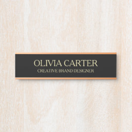 Letrero Para Puerta Professional Modern Black Gold Office Name Title