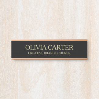 Letrero Para Puerta Professional Modern Black Gold Office Name Title