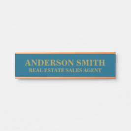 Letrero Para Puerta Professional Modern blue Gold Office Name Title 