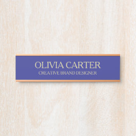 Letrero Para Puerta Professional Modern blue Gold Office Name Title