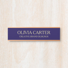 Letrero Para Puerta Professional Modern blue Gold Office Name Title