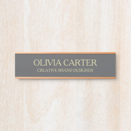 Letrero Para Puerta Professional Modern gray Gold Office Name Title