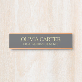 Letrero Para Puerta Professional Modern gray Gold Office Name Title