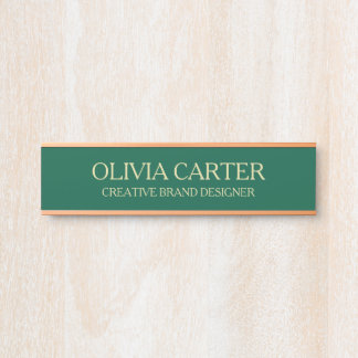 Letrero Para Puerta Professional Modern green Gold Office Name Title