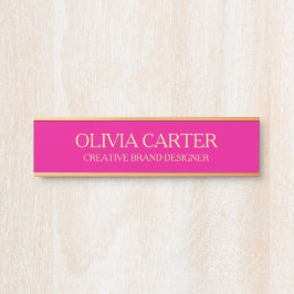 Letrero Para Puerta Professional Modern pink Gold Office Name Title