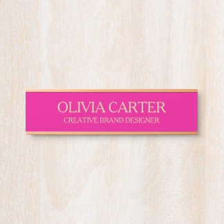 Letrero Para Puerta Professional Modern pink Gold Office Name Title