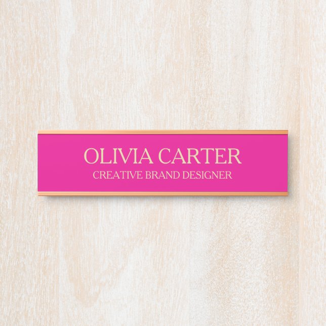 Letrero Para Puerta Professional Modern pink Gold Office Name Title (Anverso)