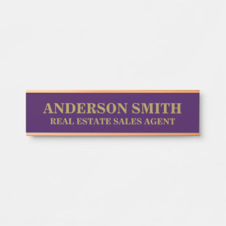 Letrero Para Puerta Professional Modern purple Gold Office Name Title 