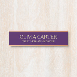 Letrero Para Puerta Professional Modern purple Gold Office Name Title