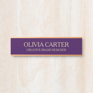 Letrero Para Puerta Professional Modern purple Gold Office Name Title