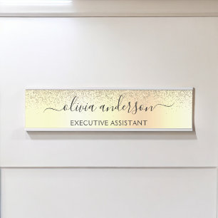 Letrero Para Puerta Purpurina de oro Girly Lujo Monograma Moderno Nomb