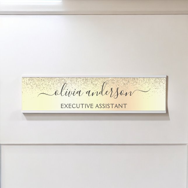 Letrero Para Puerta Purpurina de oro Girly Lujo Monograma Moderno Nomb (Subido por el creador)