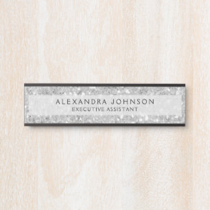 Letrero Para Puerta Purpurina Silver Business - Moda moderna