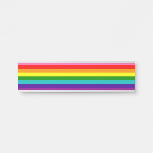 Letrero Para Puerta Rainbow LGBT gay flag Name Plate (Anverso)