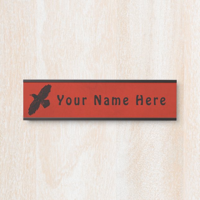 Letrero Para Puerta Raven en rojo (Anverso)