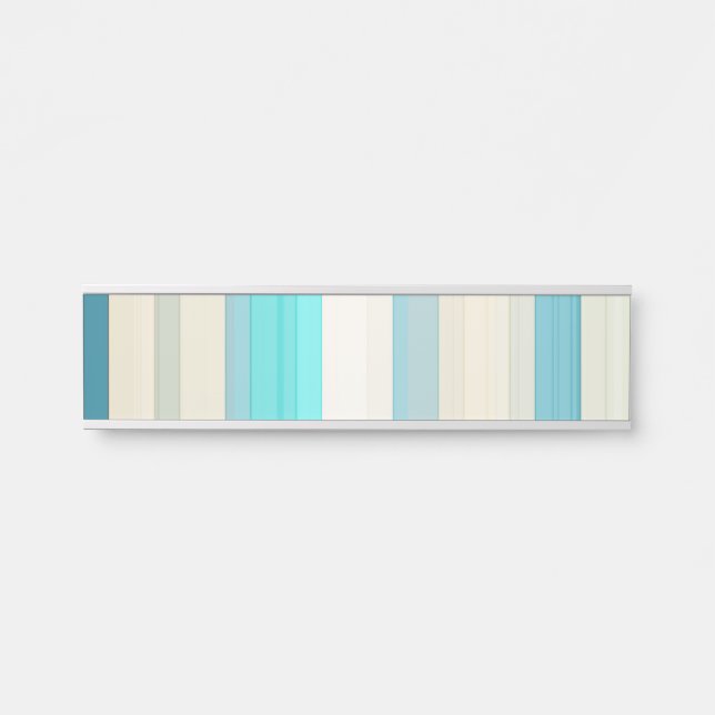 Letrero Para Puerta Rayas blancas y aqua lindas (Anverso)