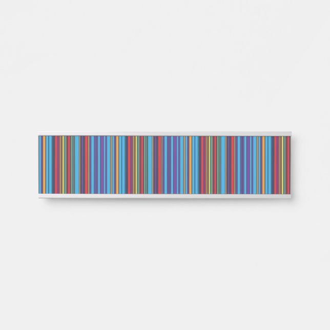 Letrero Para Puerta Rayas violetas de color azul (Anverso)