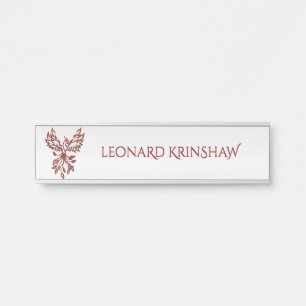 Letrero Para Puerta Red Phoenix Rises Silver