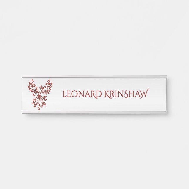 Letrero Para Puerta Red Phoenix Rises Silver (Anverso)